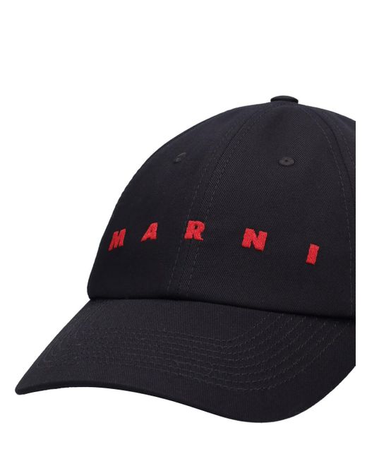 Marni Blue Logo Cotton Baseball Cap for men