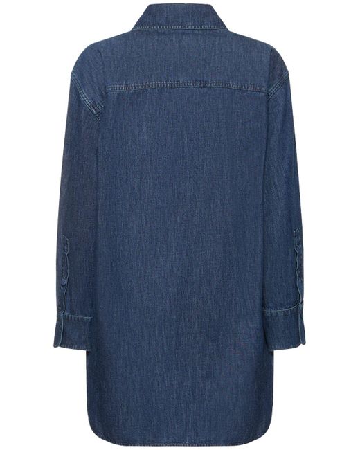 Valentino Blue Denim Cotton Shirt Mini Dress