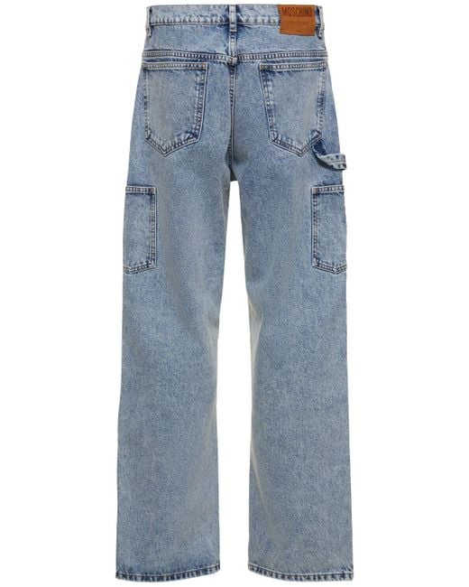 Moschino Blue Distressed Denim Carpenter Jeans for men