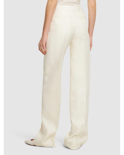 Pantalones rectos de crepé de seda Valentino de color Natural
