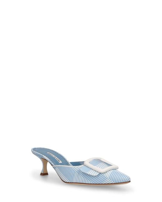 Zapatos mules de tarlatán 50mm Manolo Blahnik de color Blue