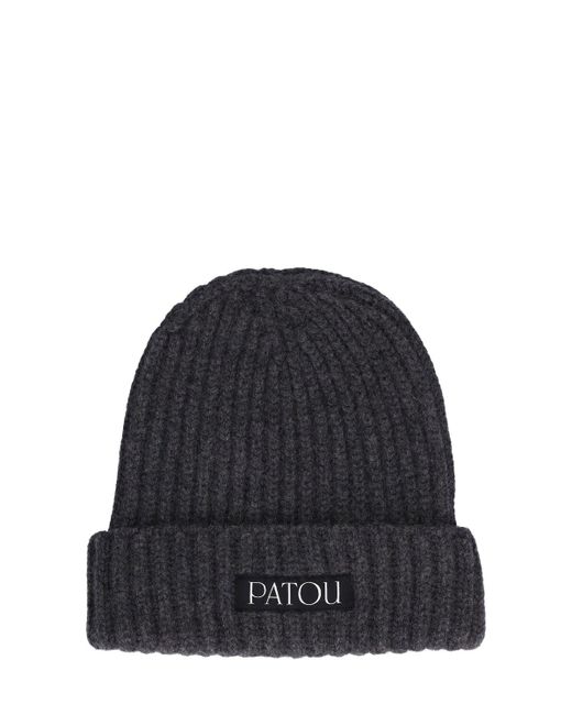 Patou Blue Ribbed Wool & Cashmere Beanie