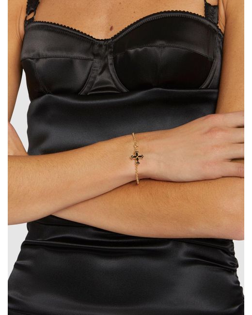 Dolce & Gabbana Metallic Armband Mit Kreuzanhänger