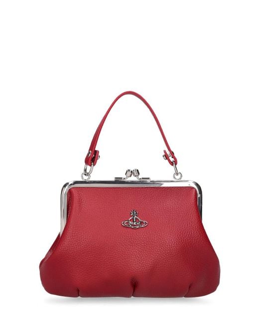 Vivienne Westwood Red Granny Frame Grained Faux Leather Bag