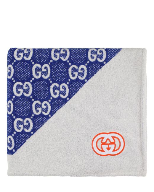 Gucci Blue gg Jumbo Cotton Beach Towel for men