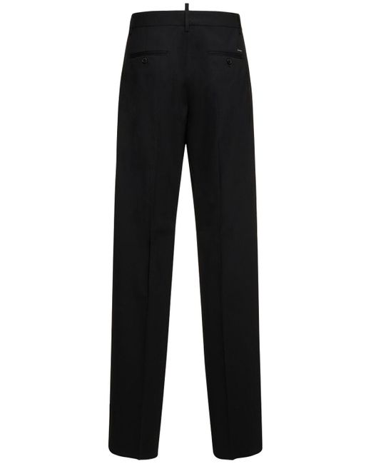 Pantaloni relaxed fit in lana stretch di DSquared² in Black da Uomo