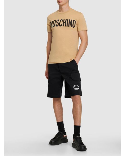Moschino T-shirt Aus Bio-baumwolljersey Mit Logodruck in Natural für Herren