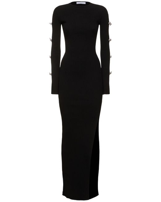 Robe longue en maille stretch embellie Mach & Mach en coloris Black