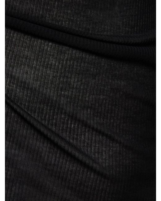 Rick Owens Black Ribbed Silk Blend Long Sleeve T-Shirt for men