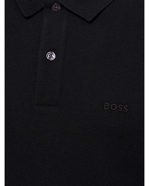 メンズ Boss Pallas コットンポロシャツ Black