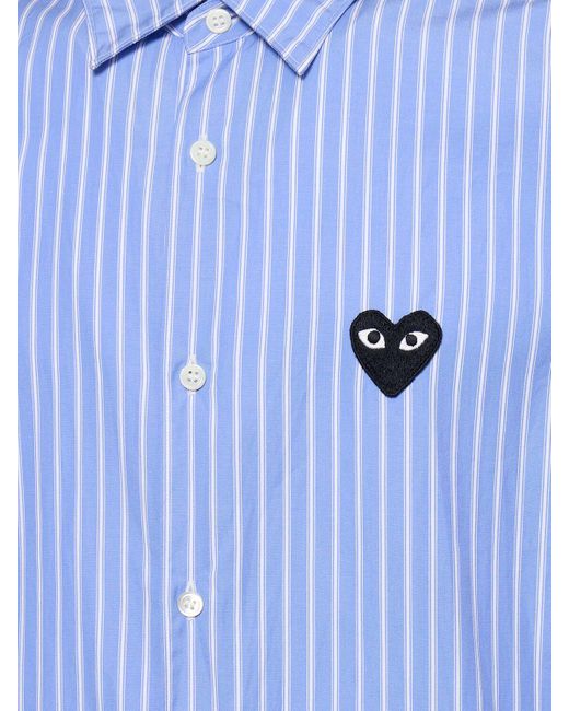 COMME DES GARÇONS PLAY Blue Play Logo Striped Cotton Shirt for men