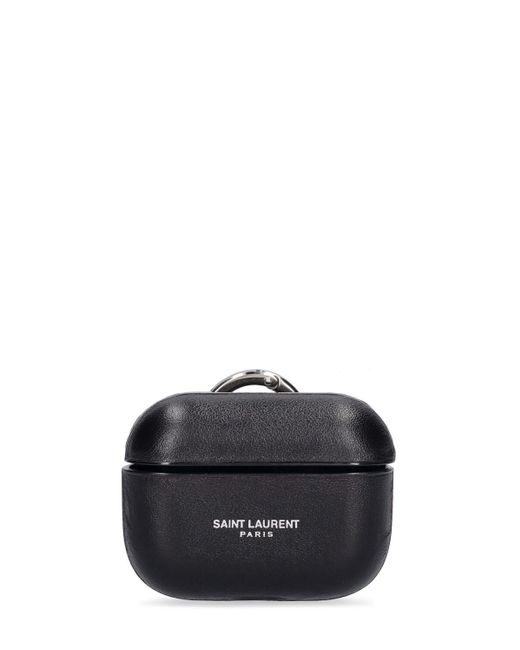 Saint Laurent Black Smooth Leather Airpods Pro Case for men