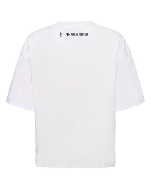 Maison Mihara Yasuhiro White Smiley Face Printed Cotton T-Shirt