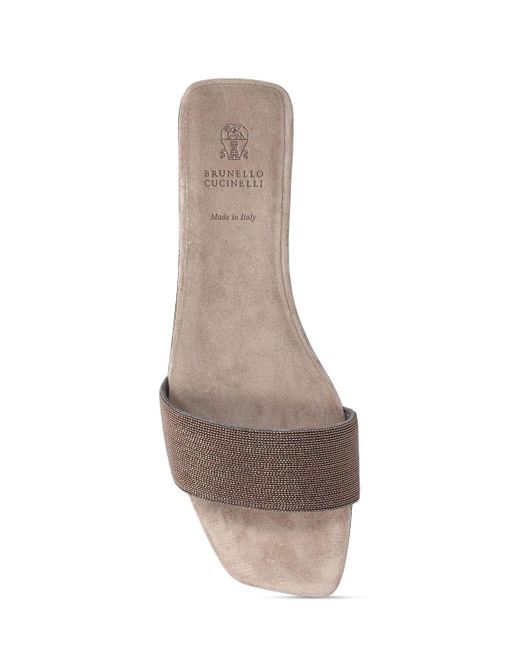Brunello Cucinelli Gray 5mm Hohe Sandalen Aus Wildleder