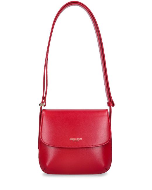 Giorgio Armani Red La Prima Leather Shoulder Bag