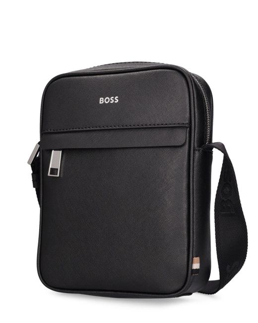 BOSS by HUGO BOSS Zair Zip Leather Crossbody Bag in Black for Men | Lyst