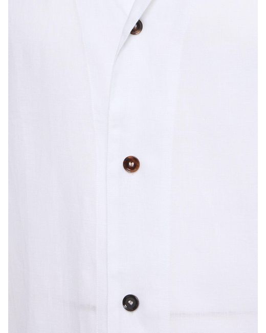 Camisa de lino con manga corta Brioni de hombre de color White
