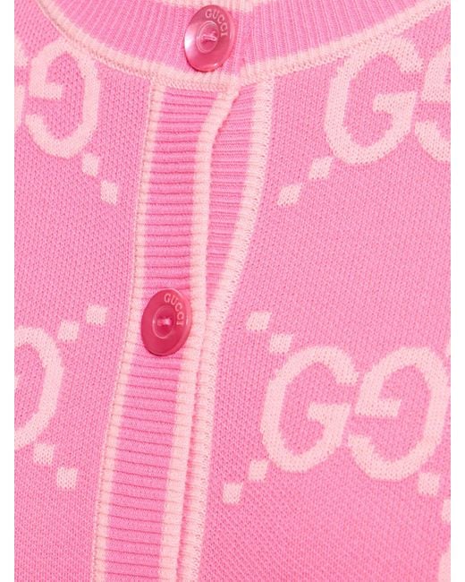 Cárdigan de algodón jacquard Gucci de color Pink