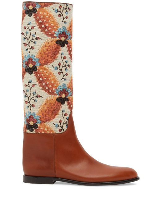 Etro Brown 10mm Leather & Jacquard Tall Boots