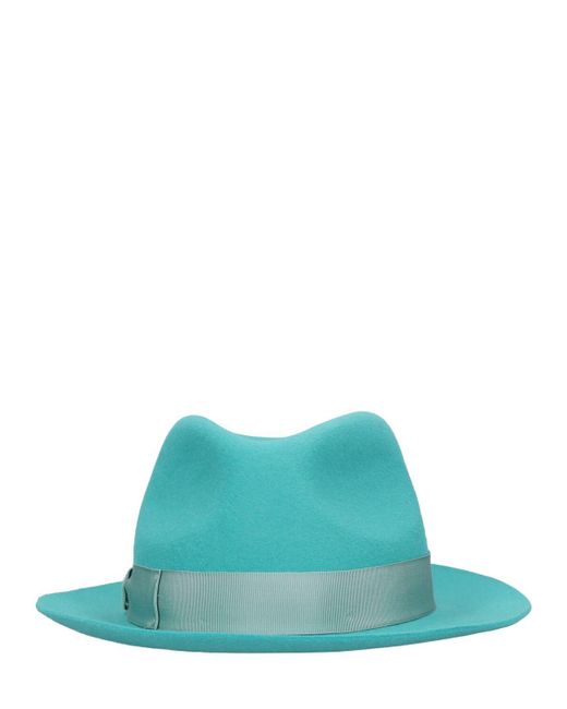 Sombrero fedora de fieltro cepillado Borsalino de color Green