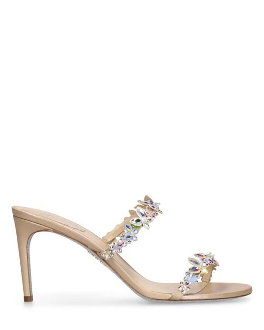 Rene Caovilla White 80mm Satin & Flower Sandals