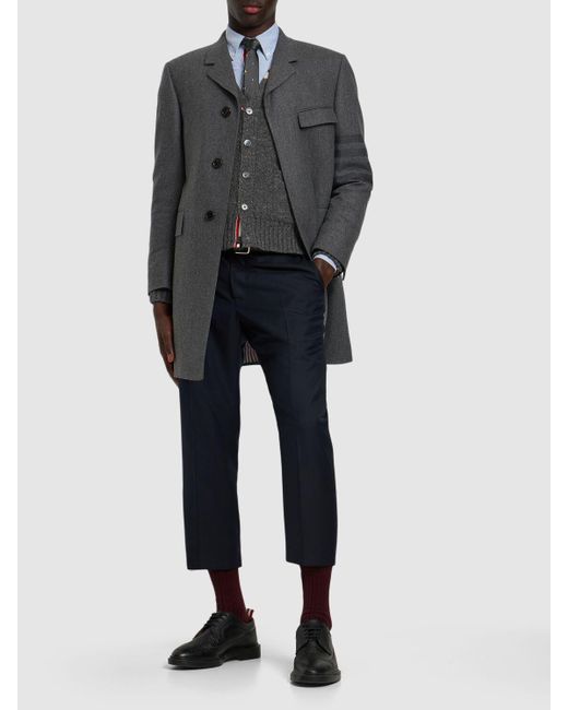 Thom Browne Black Wool Straight Pants for men