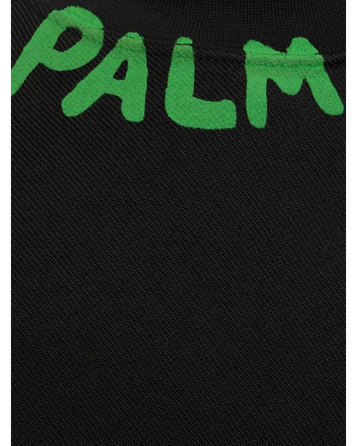 Palm Angels Black Seasonal Logo Cotton Sweatshirt for men