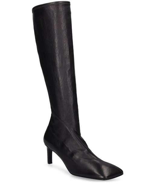 Stivali alti in pelle 65mm di Jil Sander in Black