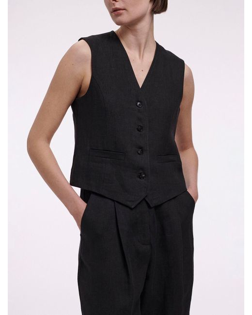 Co. Linen Classic Vest in Black | Lyst