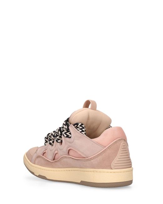 Lanvin Pink 30mm Hohe Sneakers Aus Leder & Mesh "curb"