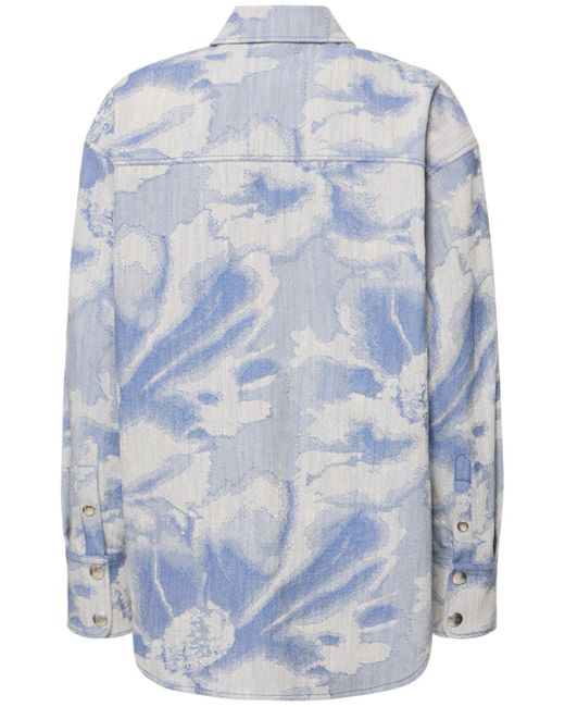MSGM Blue Bedrucktes Hemd Aus Baumwollmischung