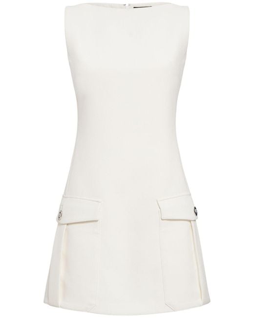 Versace White Double Stretch Viscose Crepe Mini Dress