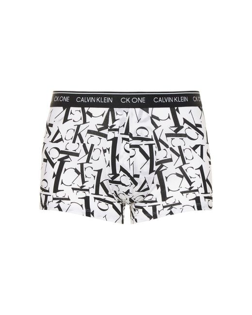 Calvin Klein Ck One Print Stretch Cotton Boxer Briefs in White/Black