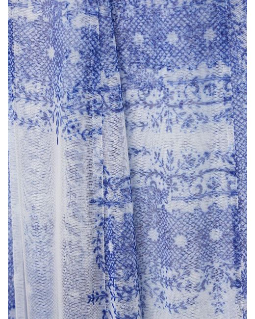 Philosophy Di Lorenzo Serafini Blue Printed Tulle Long Dress