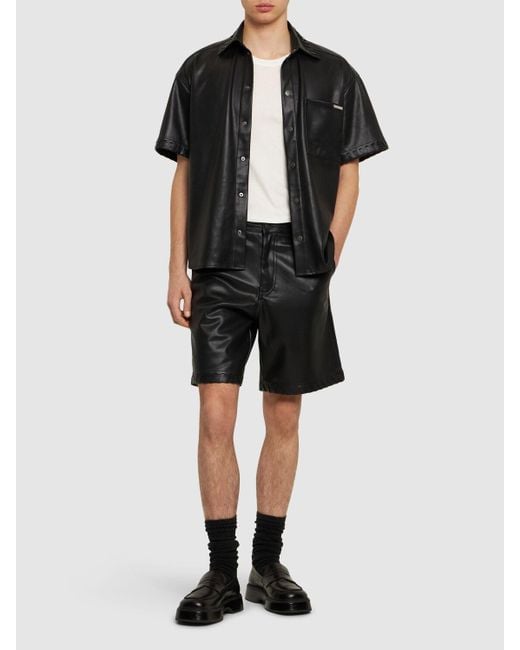 Honor The Gift Black Faux Leather Shorts for men