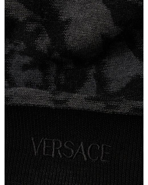 Pull-over en laine et coton barocco Versace pour homme en coloris Black