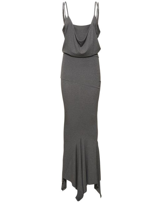 Vestido midi de jersey drapeado The Attico de color Gray