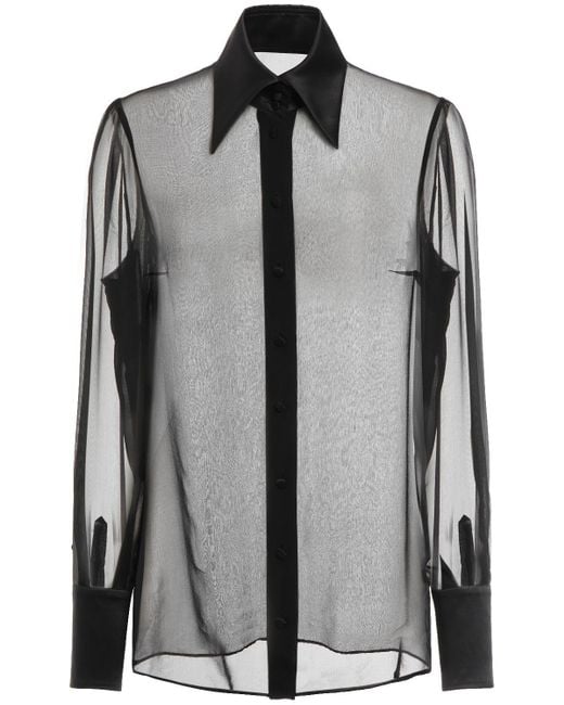 Camicia in chiffon di seta trasparente di Dolce & Gabbana in Black