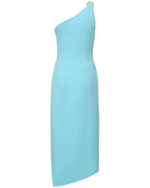 David Koma Blue One-Shoulder Cady Midi Dress W/Crystal
