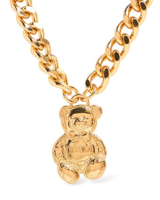 Collier long à pendentif ourson archive Moschino en coloris Metallic