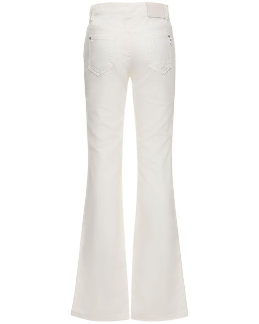 Ermanno Scervino White Cotton Denim Embroidered Flared Jeans
