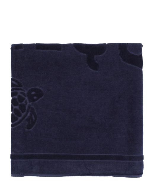 Vilebrequin Blue Logo Organic Cotton Jacquard Beach Towel for men