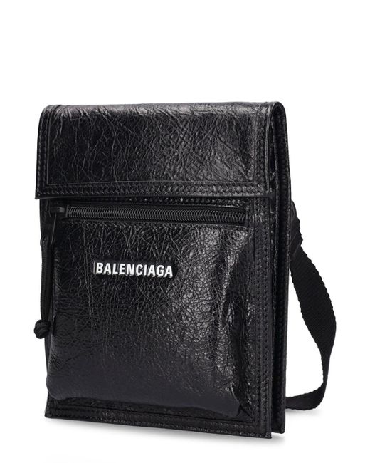 Balenciaga Black Explorer Leather Crossbody Bag for men
