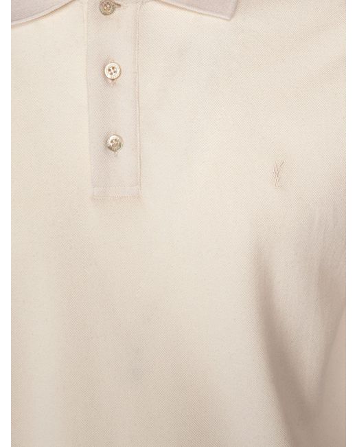 メンズ Saint Laurent Cassandre コットンブレンドポロシャツ White