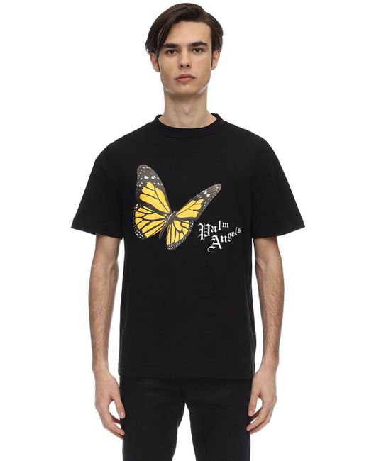 T-shirt imprimé à détail de papillon Palm Angels pour homme en coloris Black