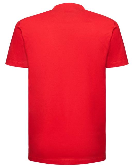 T-shirt in jersey di cotone con logo di DSquared² in Red da Uomo