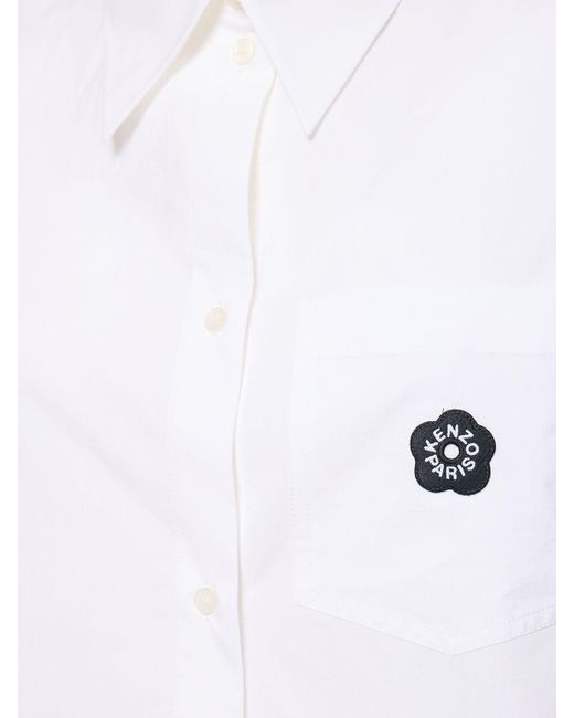 KENZO White Boke Cropped Cotton Poplin Shirt