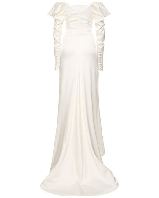 Vivienne Westwood White Astral Draped Satin Long Sleeve Dress