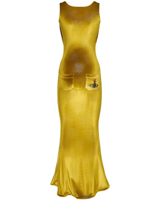 Abito midi con ricamo Orb di Vivienne Westwood in Yellow