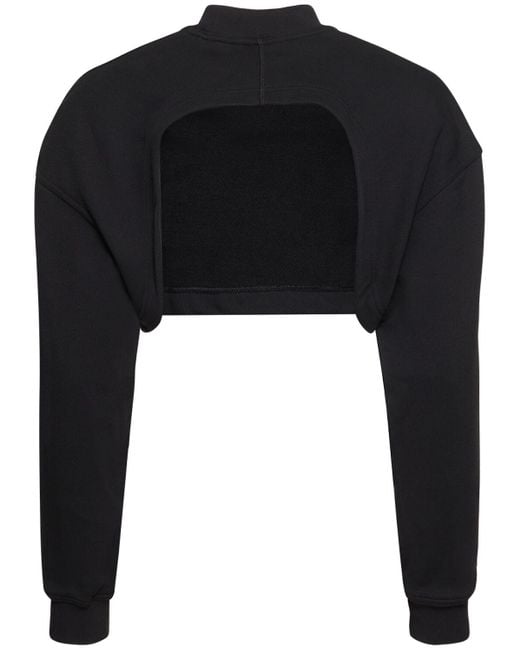 Felpa cropped sportswear di Adidas By Stella McCartney in Black